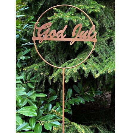 God Julkrans i rost p� stav Lind decoration