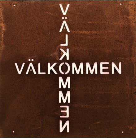 Skylt till armeringsj�rn V�lkommen Lind Decoration